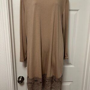 Miyang Long Beige Top w/ Lace Edge